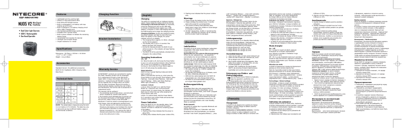 Página 1 del manual Manual de usuario Nitecore NU05 V2