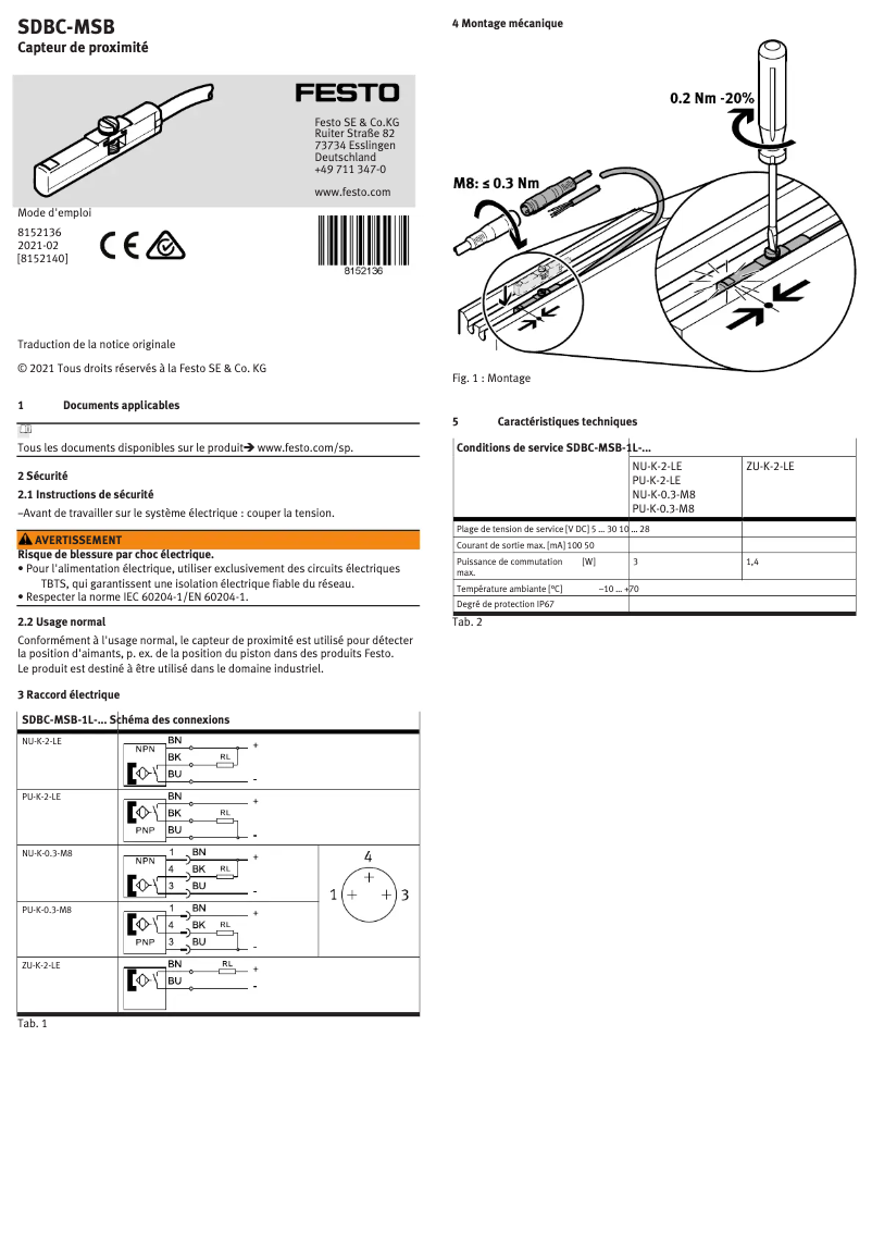 Página 1 del manual Manual de usuario Festo SDBC-MSB-1L-ZU-K-2-LE