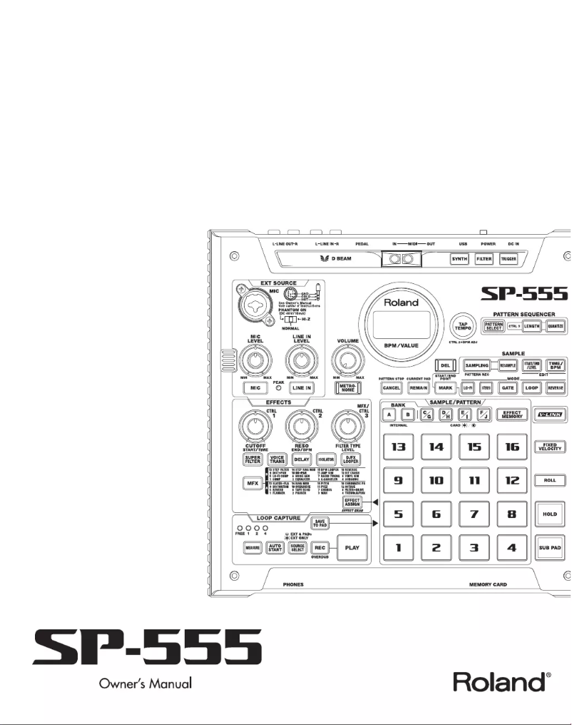 Imagen de la primera página del manual del dispositivo SP-555
