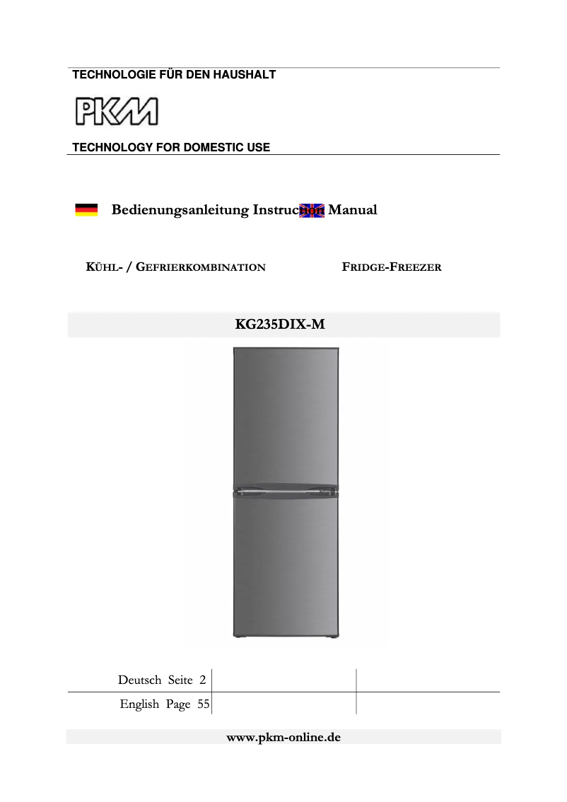 Imagen de la primera página del manual del dispositivo KG235DIX-M