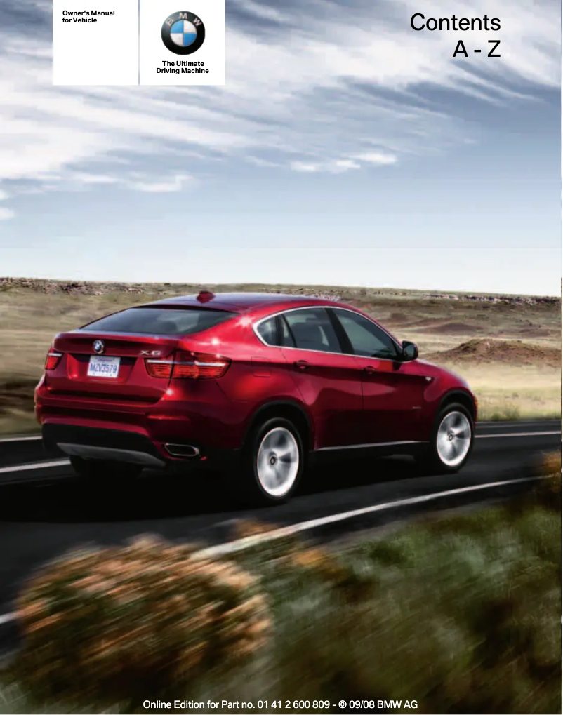 Imagen de la primera página del manual del dispositivo X6 xDrive 50i (2009)