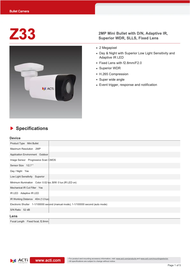 Imagen de la primera página del manual del dispositivo Z33