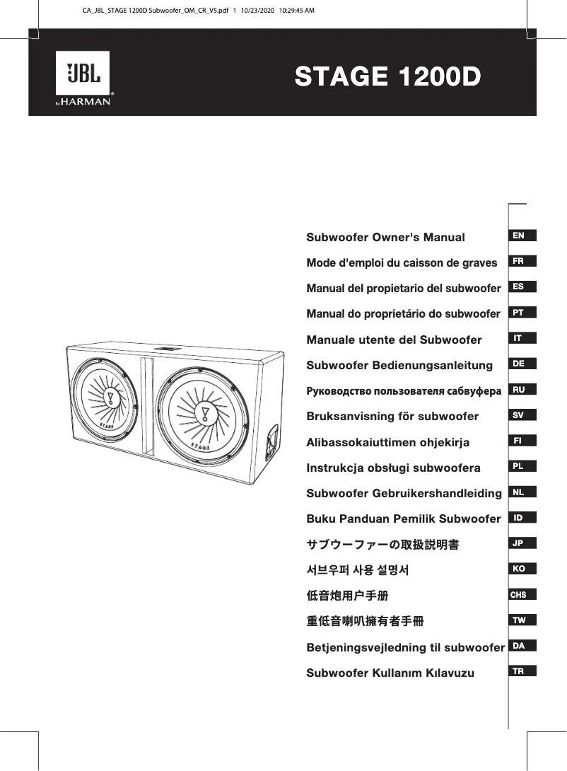 Página 1 del manual Manual de usuario JBL Stage 1200D