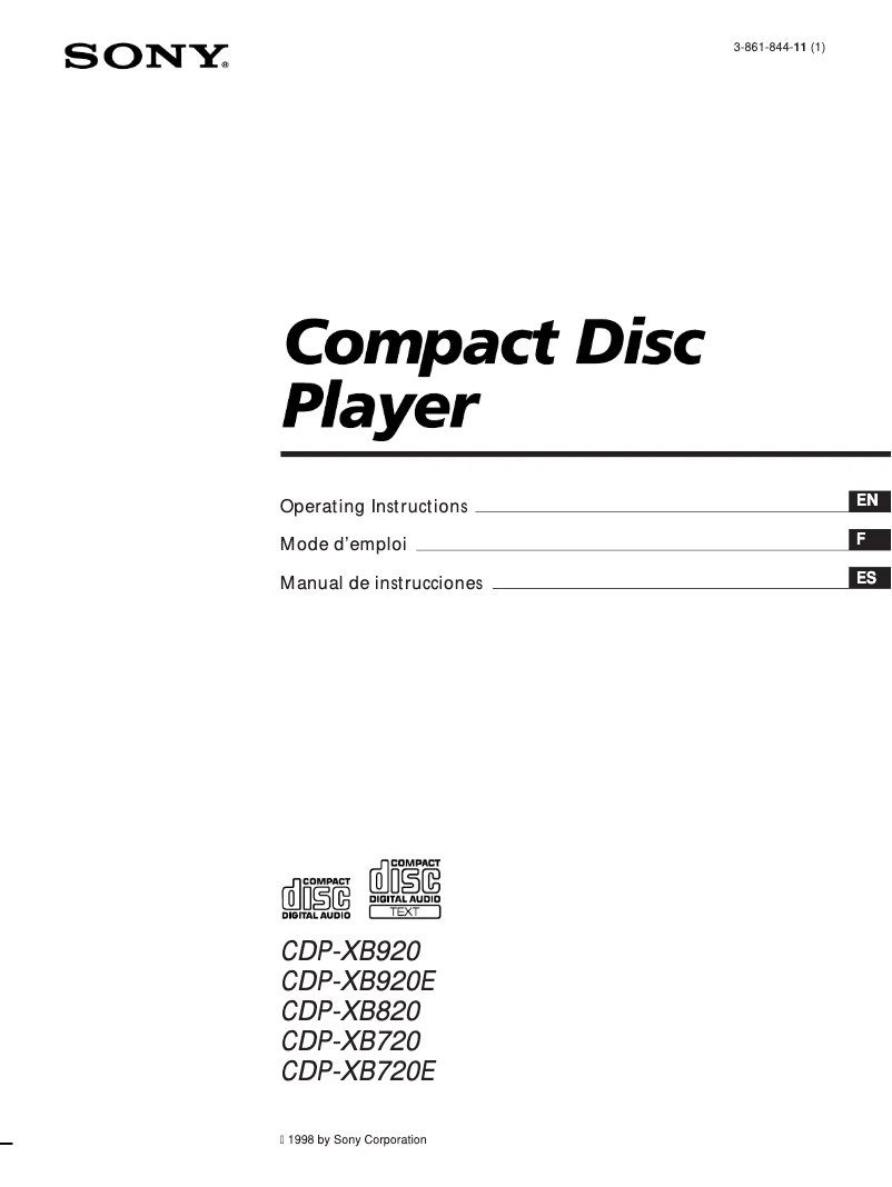 Imagen de la primera página del manual del dispositivo CDP-XB920