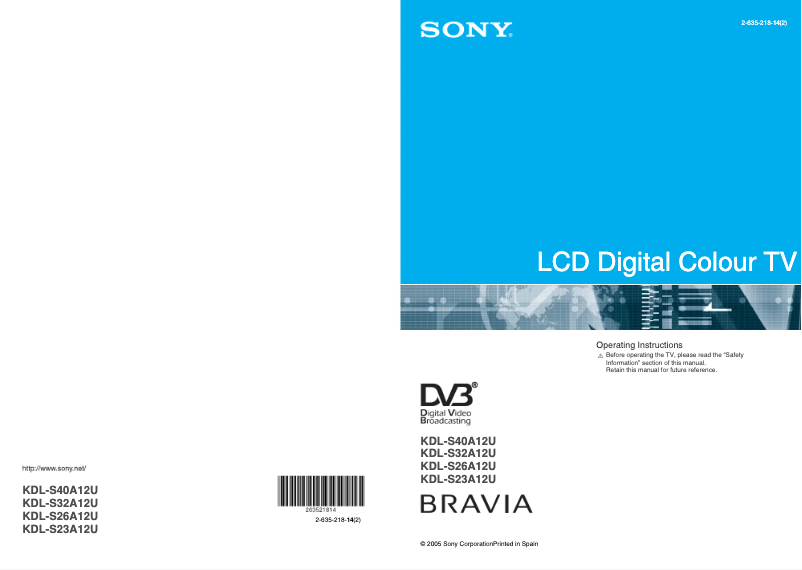 Página 1 del manual Manual de instrucciones Sony Bravia KDL-S32A12U
