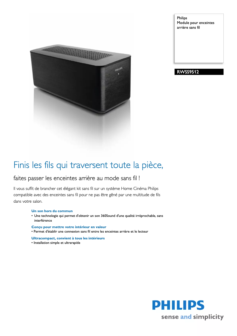 Página 1 del manual Ficha técnica Philips RWSS9512