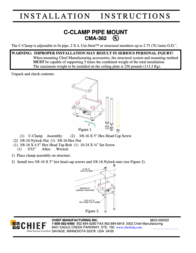 Imagen de la primera página del manual del dispositivo C-Clamp