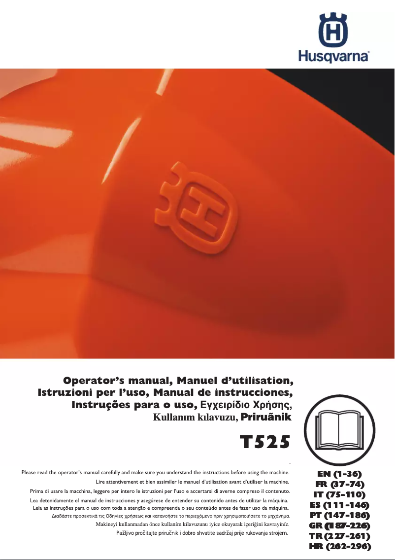 Página 1 del manual Manual de usuario Husqvarna T525