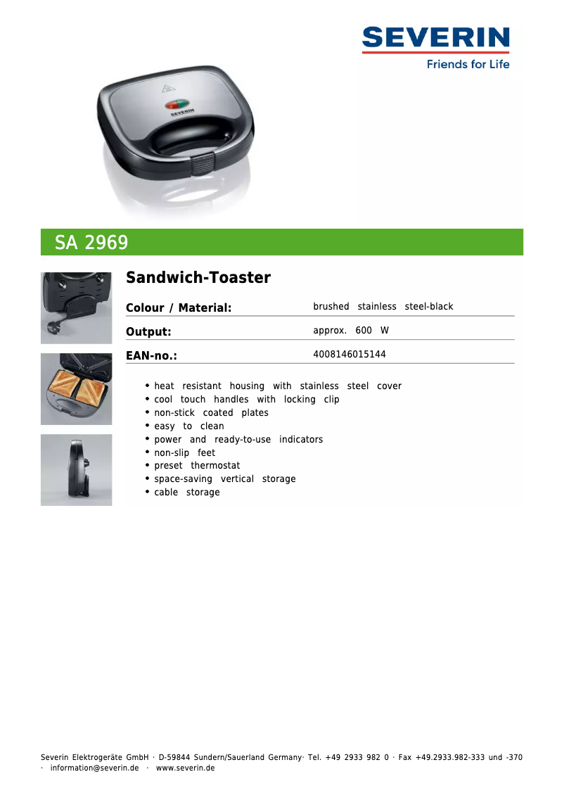 Imagen de la primera página del manual del dispositivo SA 2969