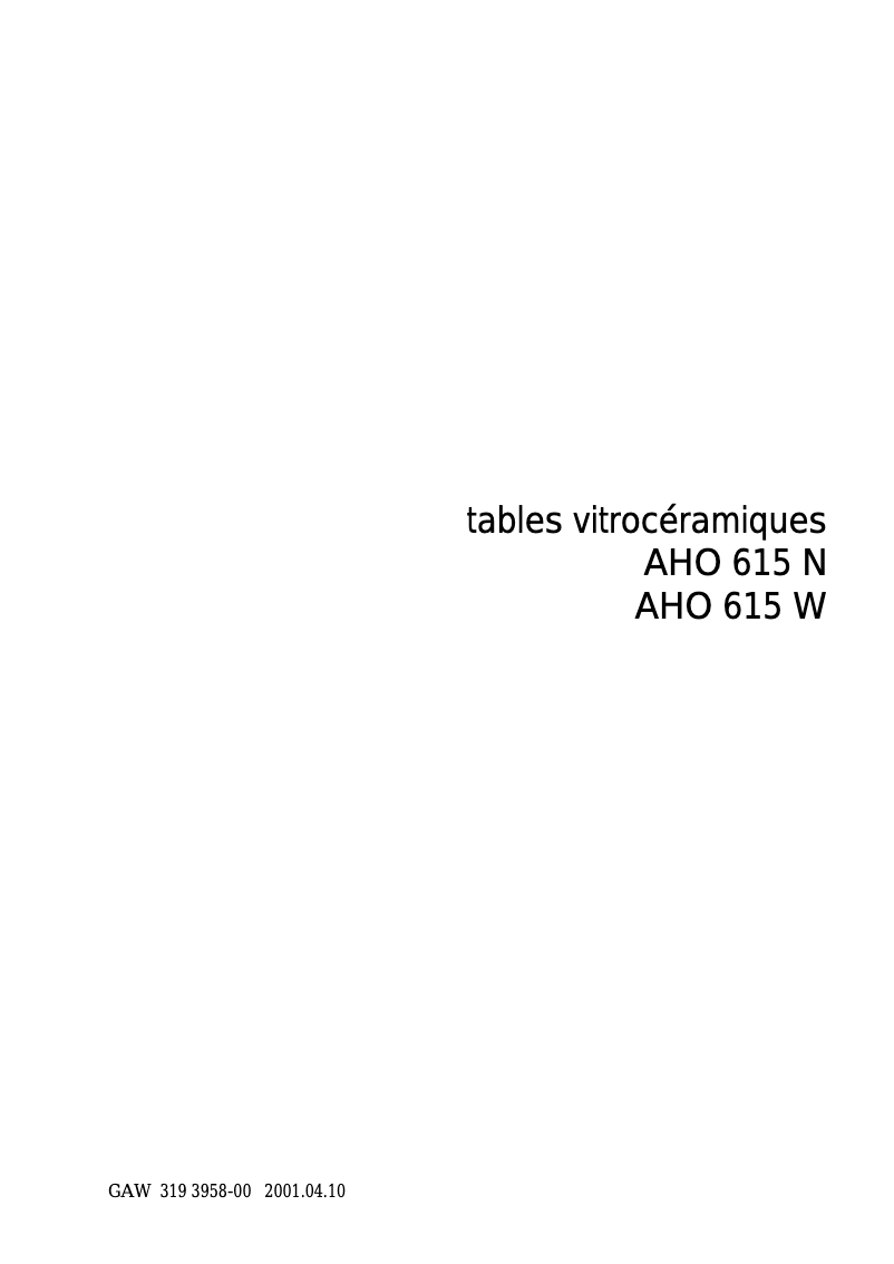 Imagen de la primera página del manual del dispositivo AHO615W