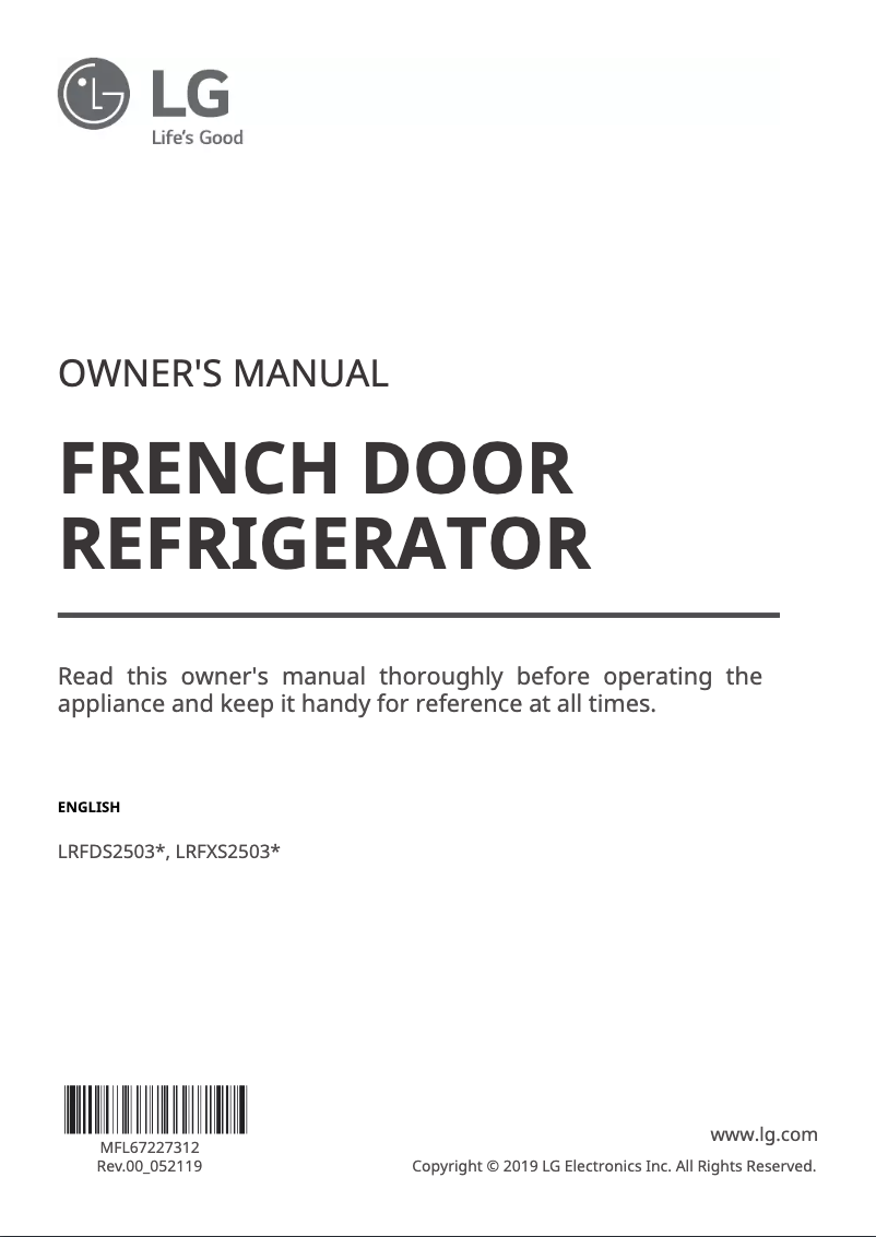 Imagen de la primera página del manual del dispositivo LRFDS2503S