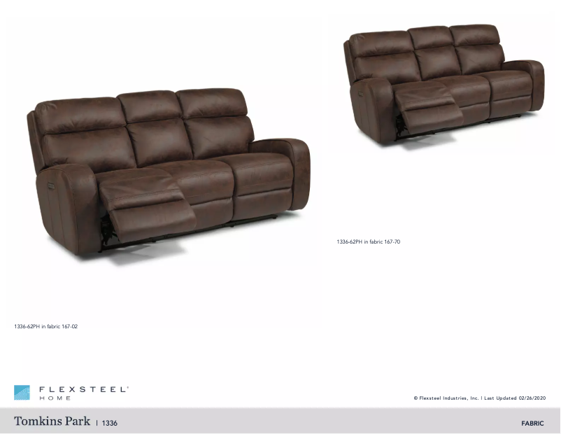 Página 1 del manual Ficha técnica Flexsteel Tomkins Park 1336-62PH