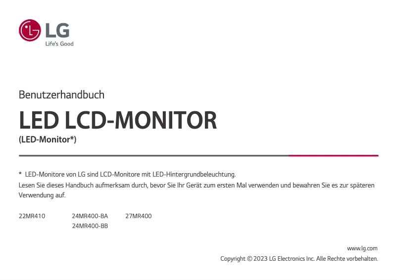 Página 1 del manual Manual de usuario LG 27MR400