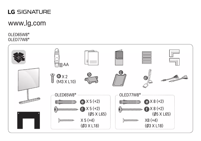 Imagen de la primera página del manual del dispositivo OLED65W8XCA