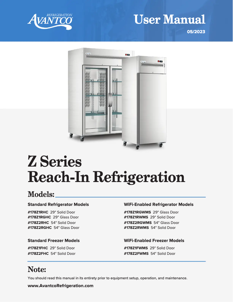 Página 1 del manual Manual de usuario Avantco UTM-2RR-G-HC