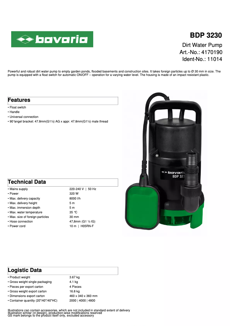 Página nº 1 - Ficha técnica Bavaria BDP 3230