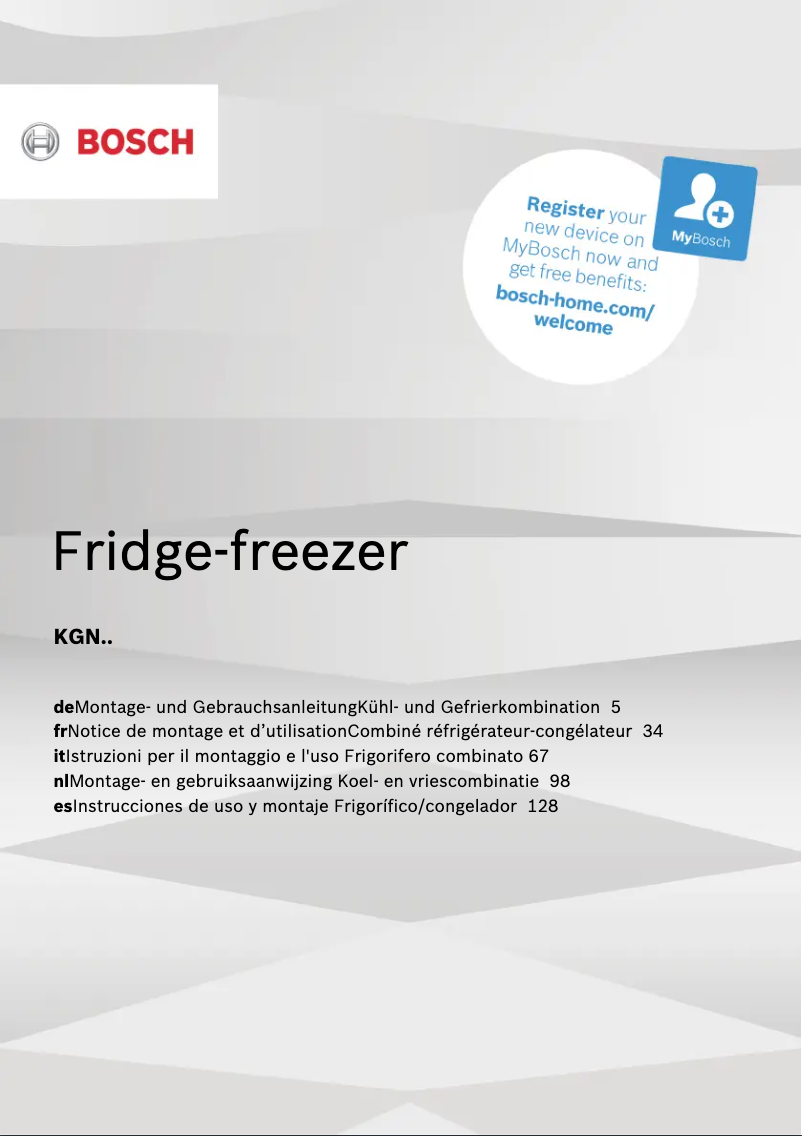 Página nº 1 - Manual de usuario Bosch KGN56HI3P