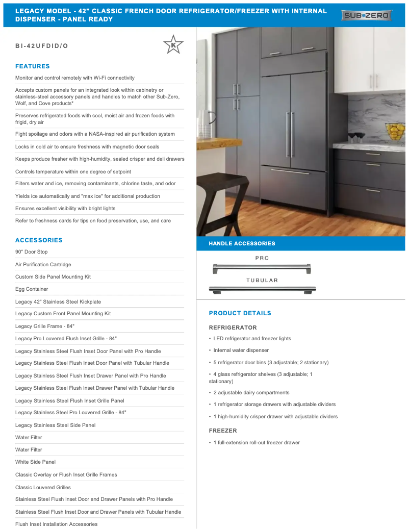 Página 1 del manual Manual de usuario Sub-Zero BI-42UFDIO