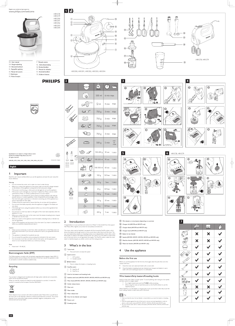Página 1 del manual Manual de usuario Philips Avance Collection HR1590