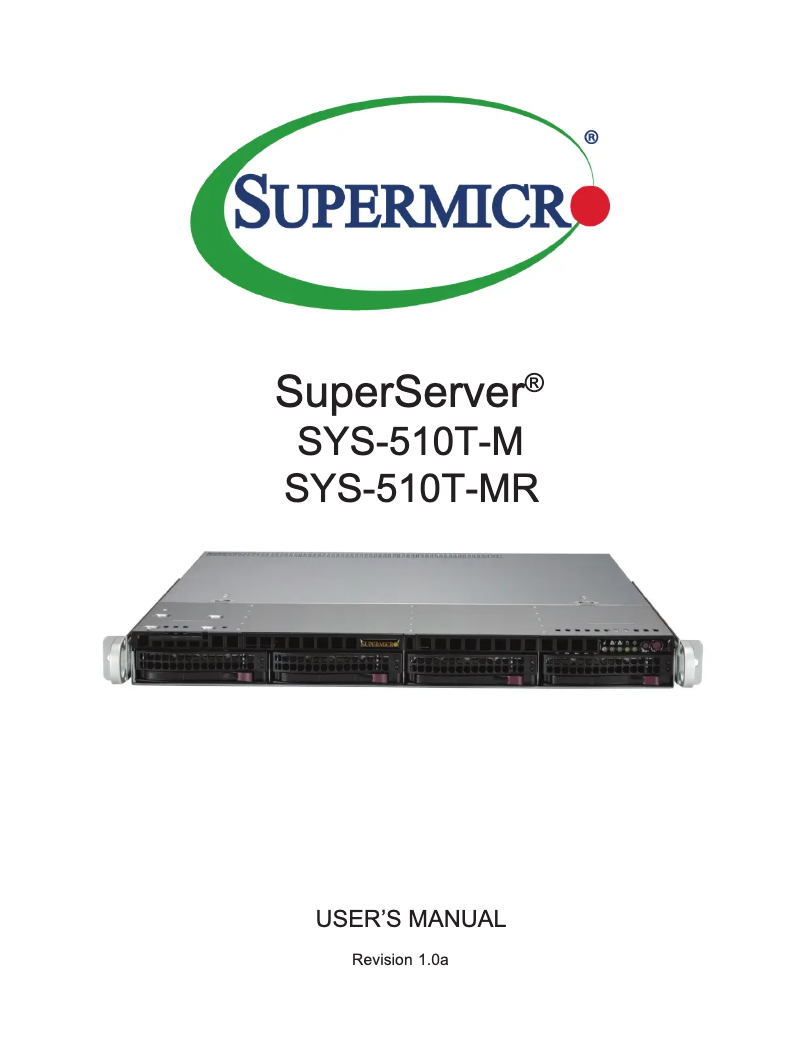 Imagen de la primera página del manual del dispositivo SuperServer SYS-510T-MR