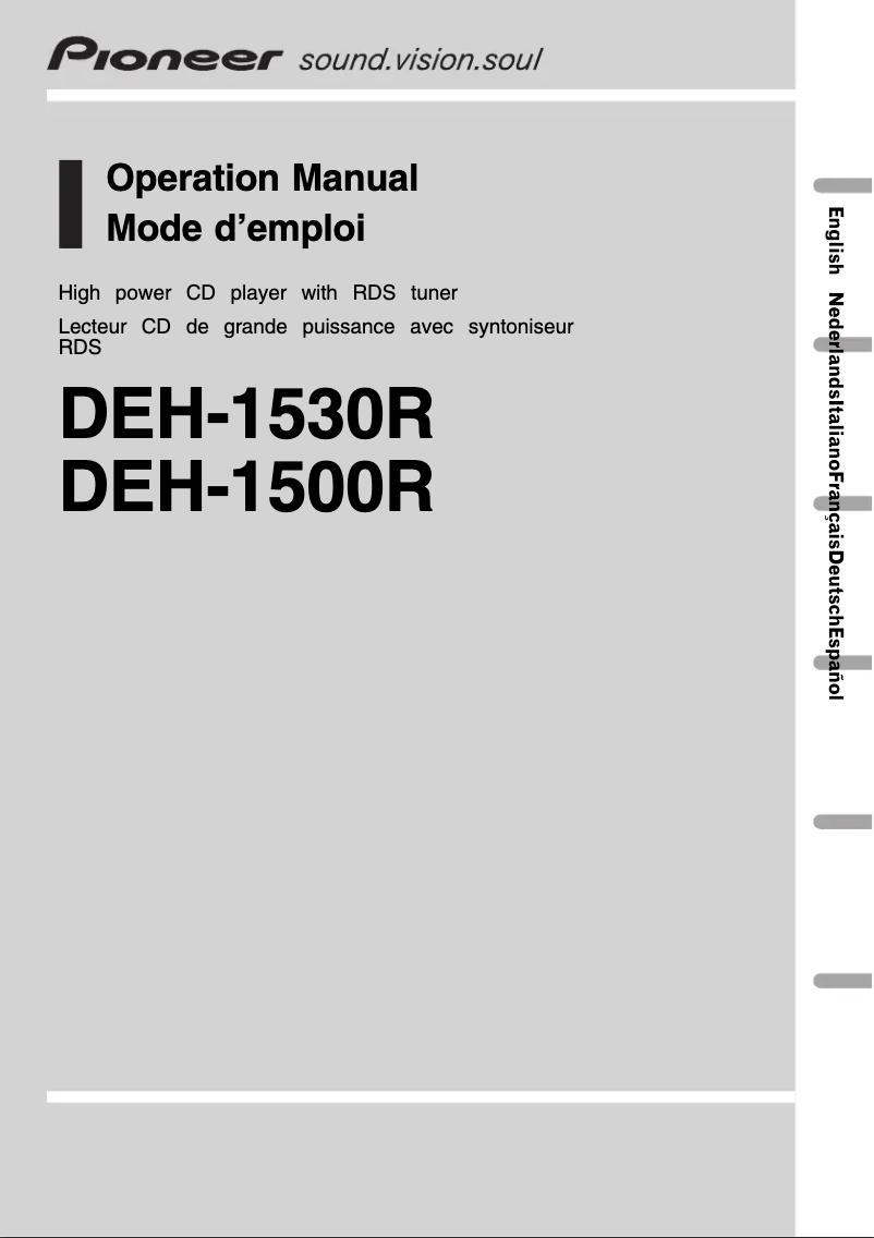 Página nº 1 - Manual de usuario Pioneer DEH-1500R