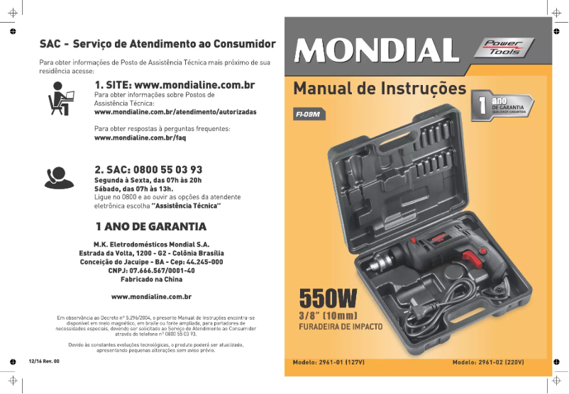 Página 1 del manual Manual de usuario Mondial FI-09M