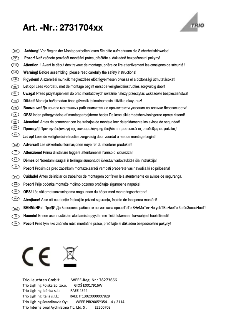 Imagen de la primera página del manual del dispositivo 2731