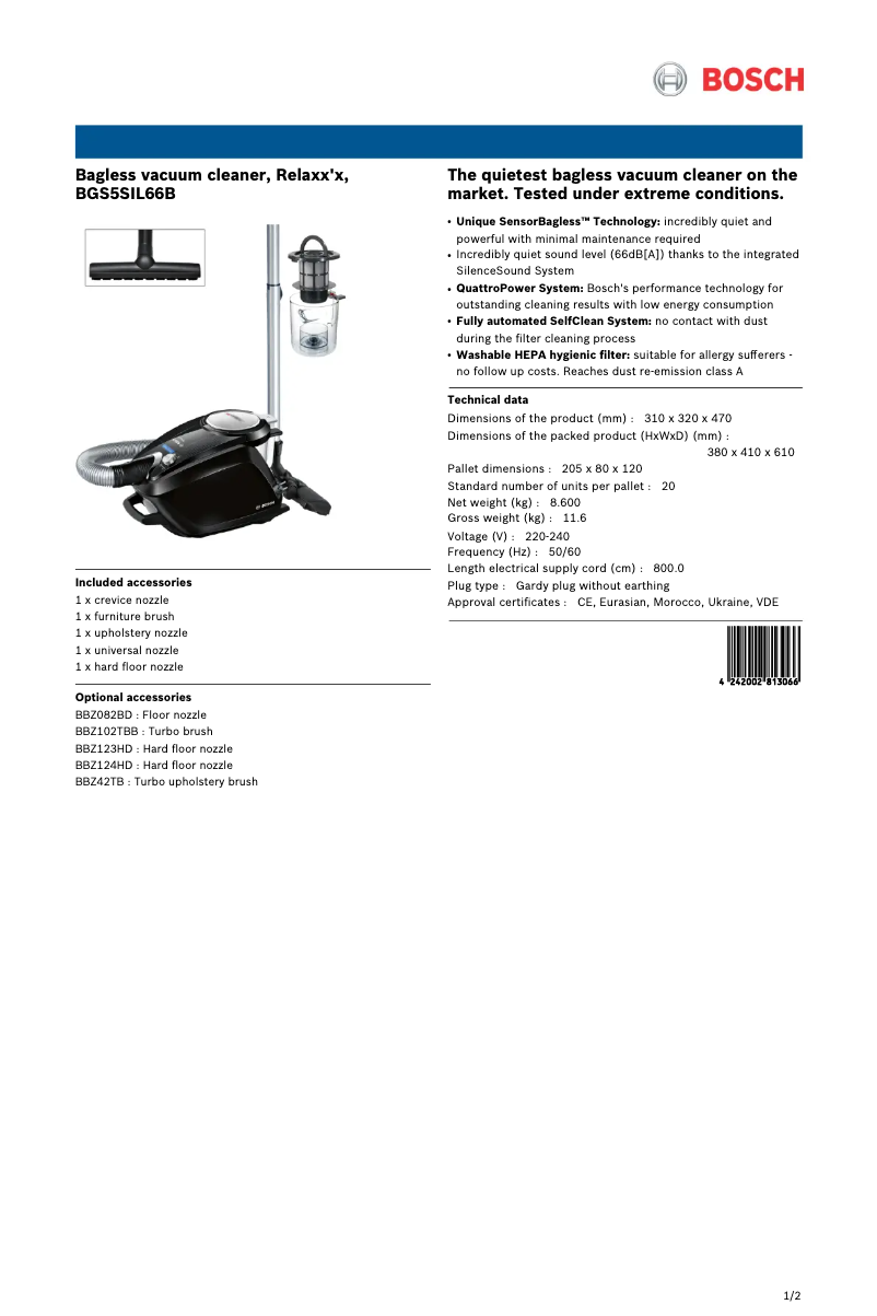 Imagen de la primera página del manual del dispositivo Relaxx'x ProSilence 66 BGS5SIL66B