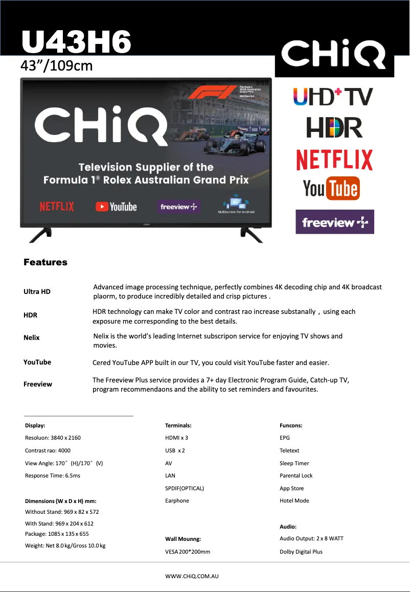 Imagen de la primera página del manual del dispositivo U43H6