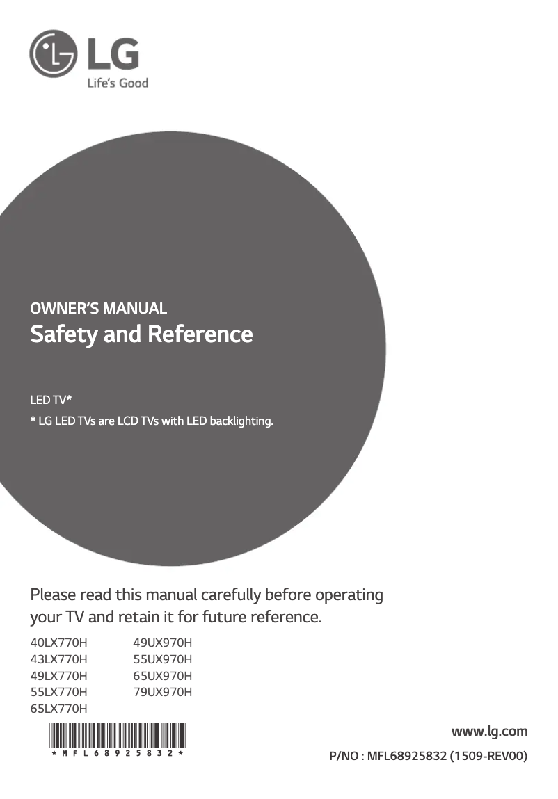 Imagen de la primera página del manual del dispositivo 65LX770H