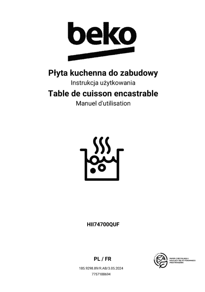 Imagen de la primera página del manual del dispositivo HII74700QUF