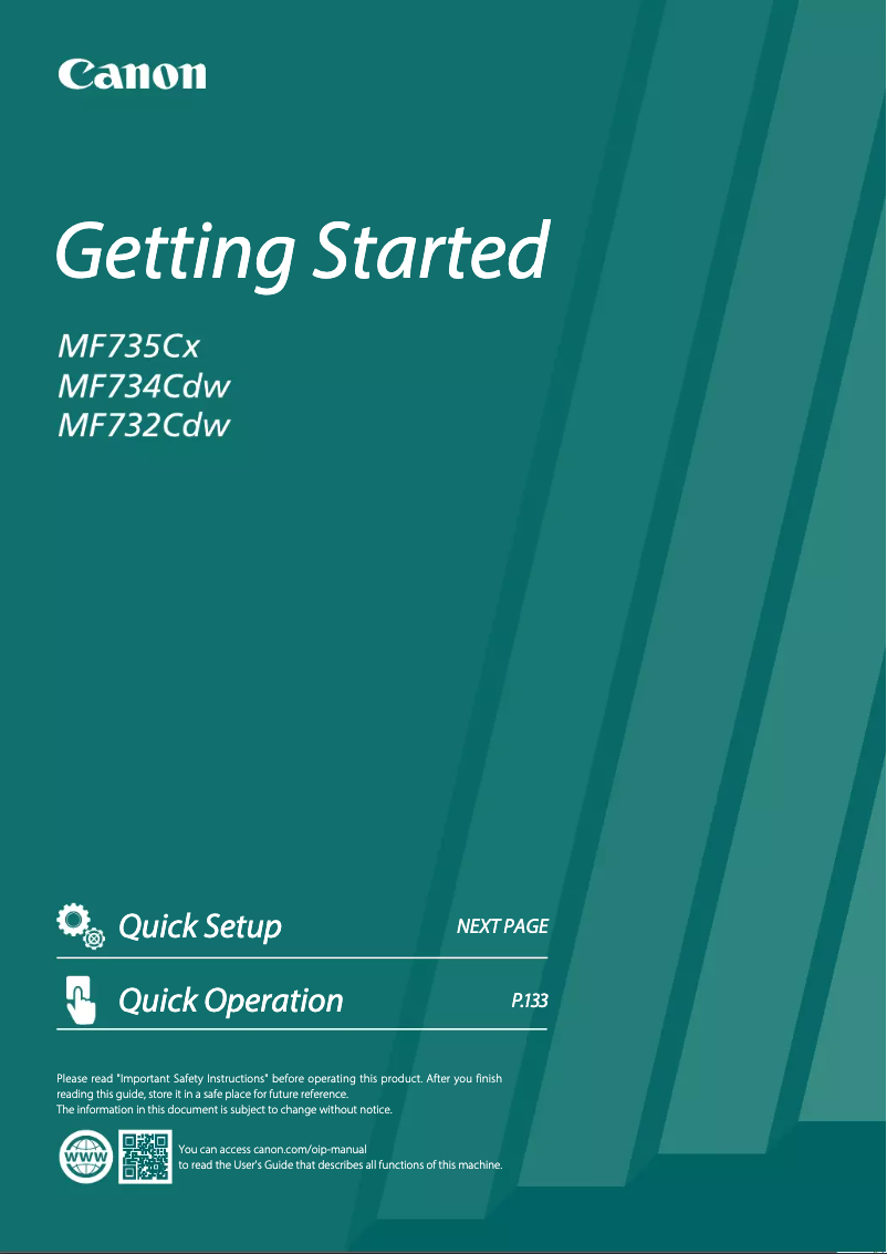 Imagen de la primera página del manual del dispositivo i-SENSYS MF732Cdw
