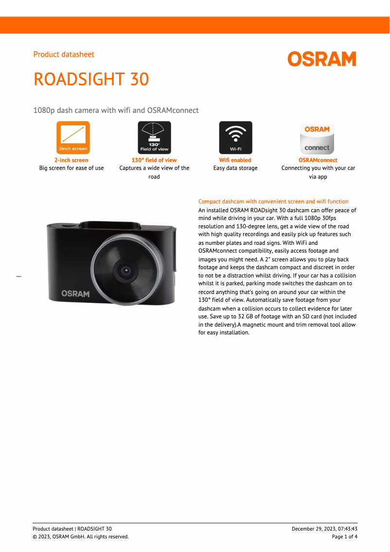 Imagen de la primera página del manual del dispositivo ROADsight 30