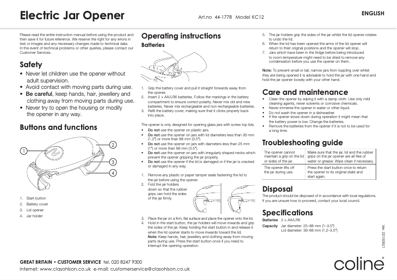 Imagen de la primera página del manual del dispositivo KC12