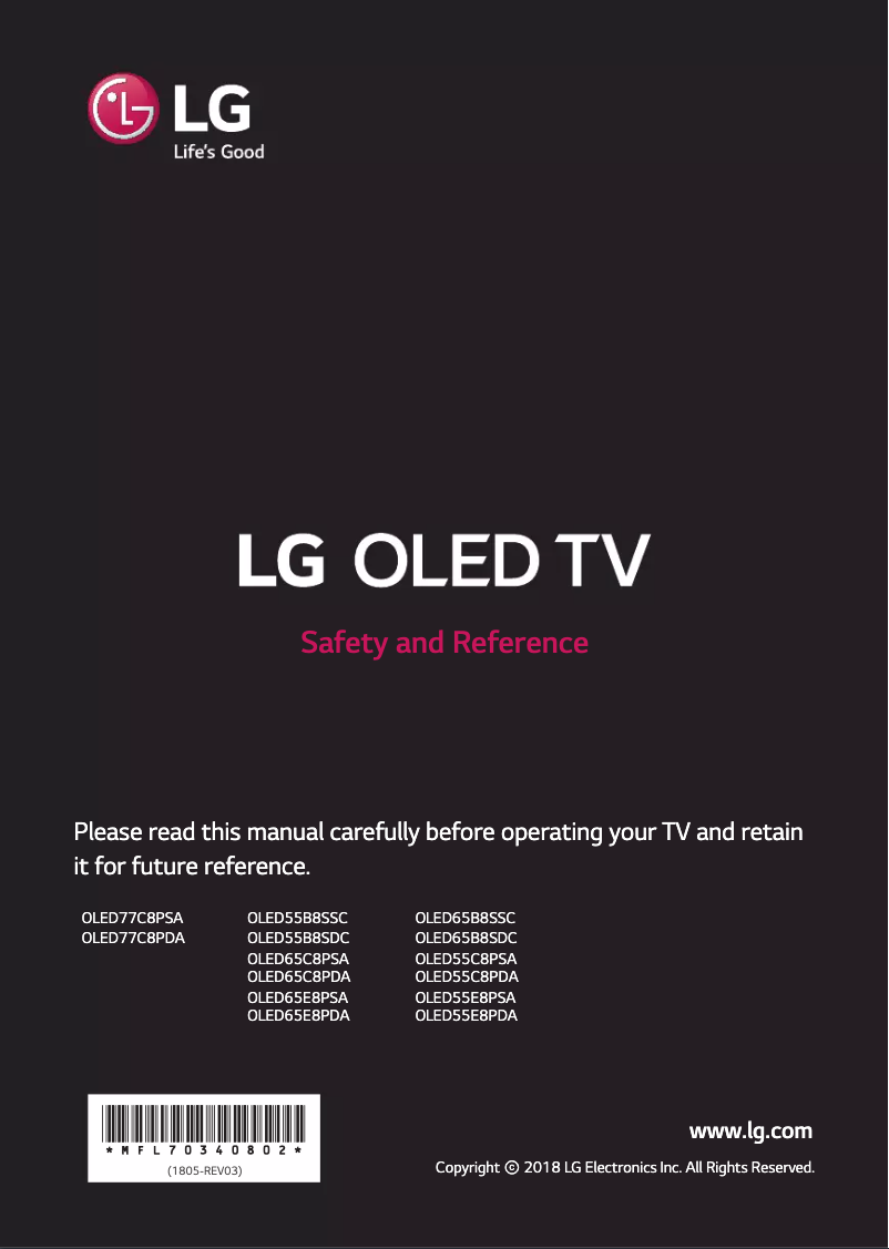 Página 1 del manual Manual de usuario LG OLED55B8SDC