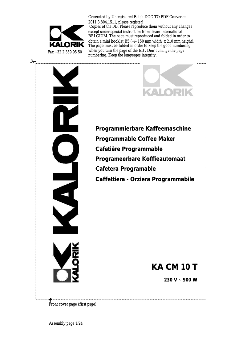 Página 1 del manual Manual de usuario Kalorik KA CM 10 T