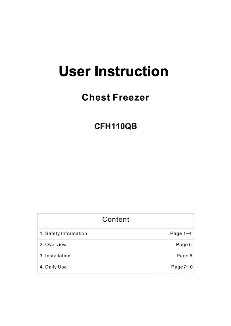 Imagen de la primera página del manual del dispositivo CFH110QB