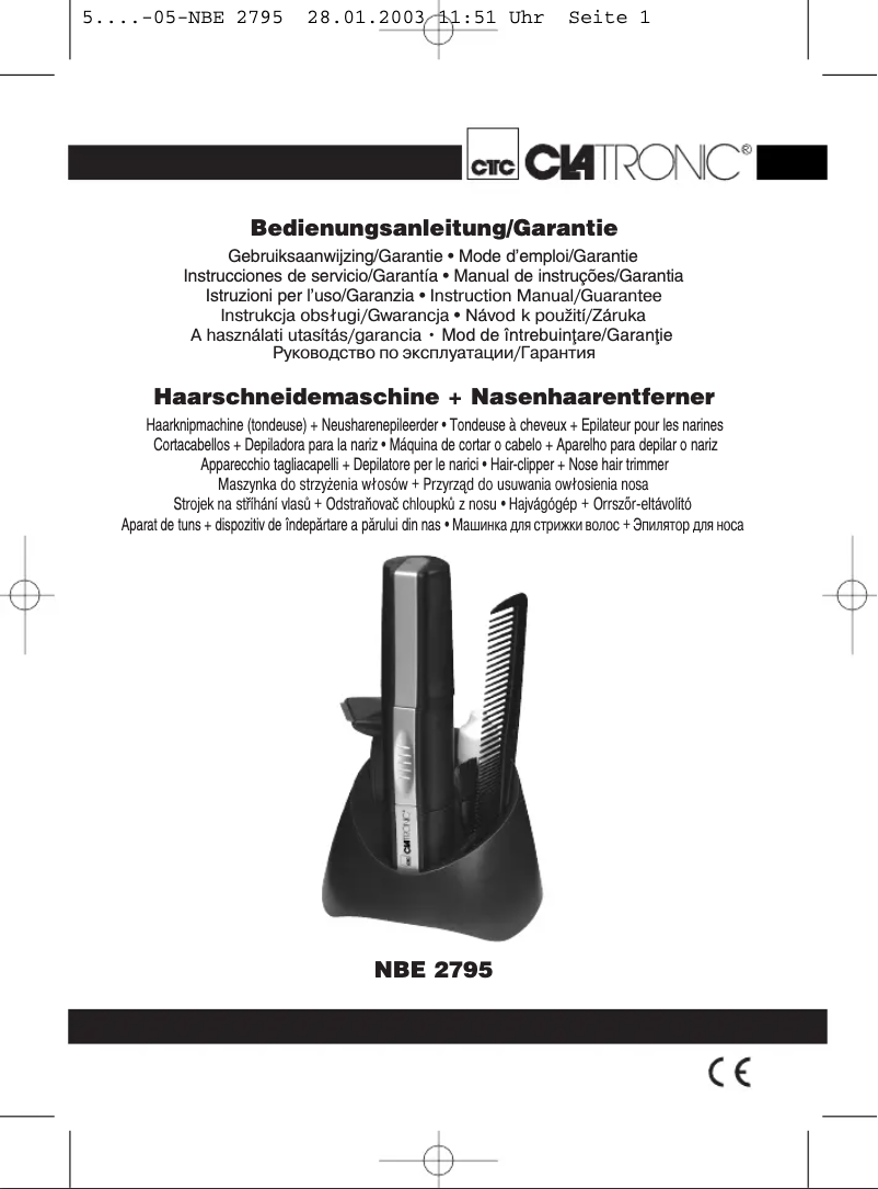 Imagen de la primera página del manual del dispositivo NBE 2795 SET