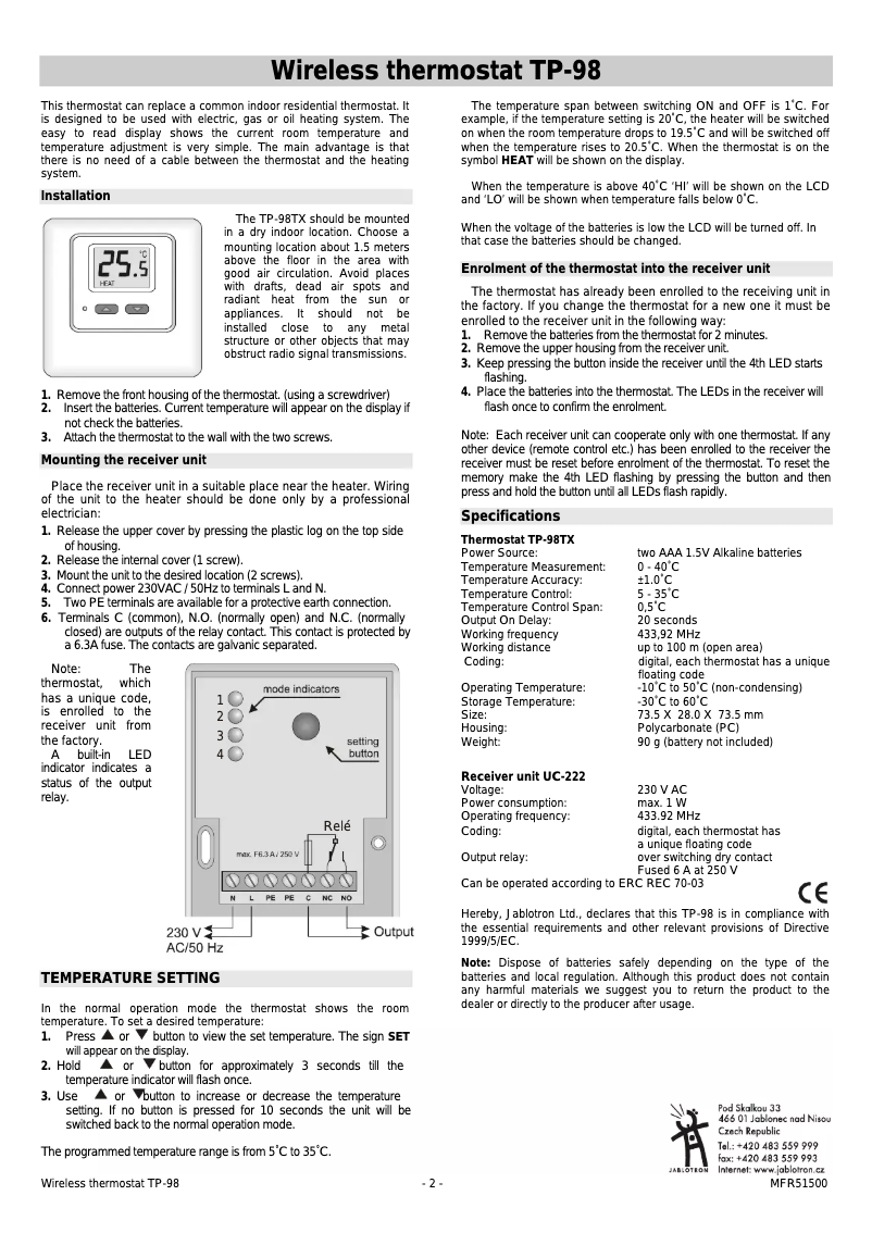 Página nº 1 - Manual de usuario Joblotron TP-98