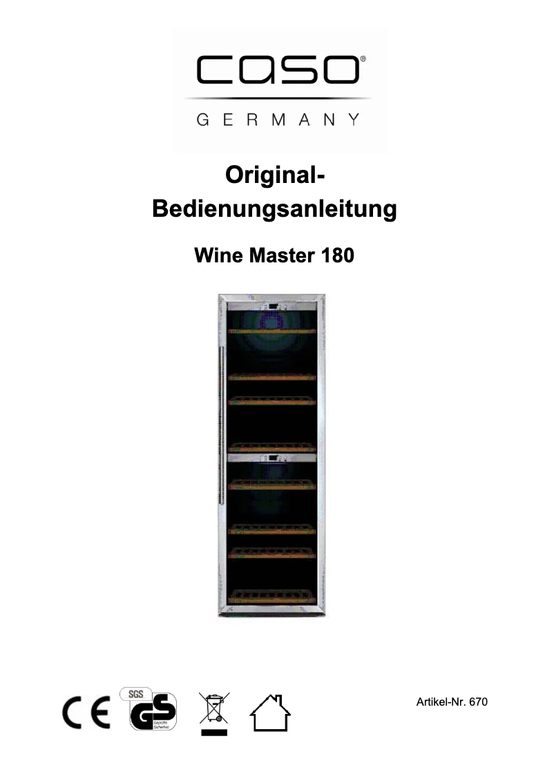 Imagen de la primera página del manual del dispositivo Winermaster 180