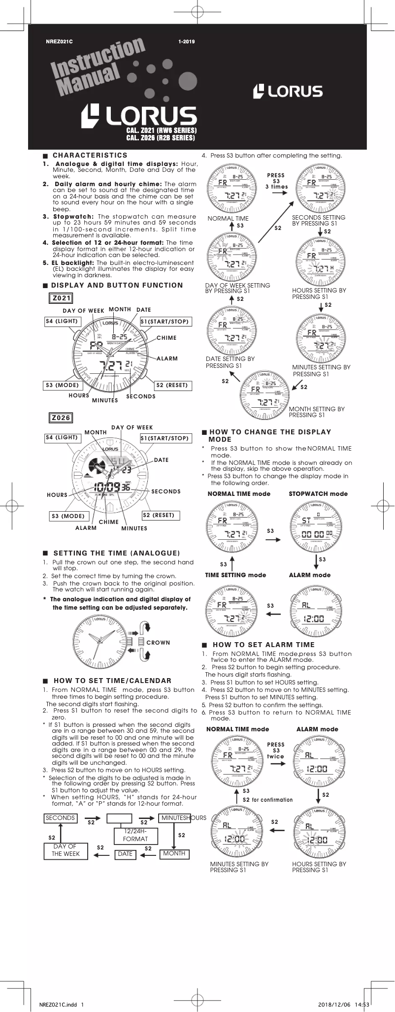 Página nº 1 - Manual de usuario Lorus Sports R2B01AX9