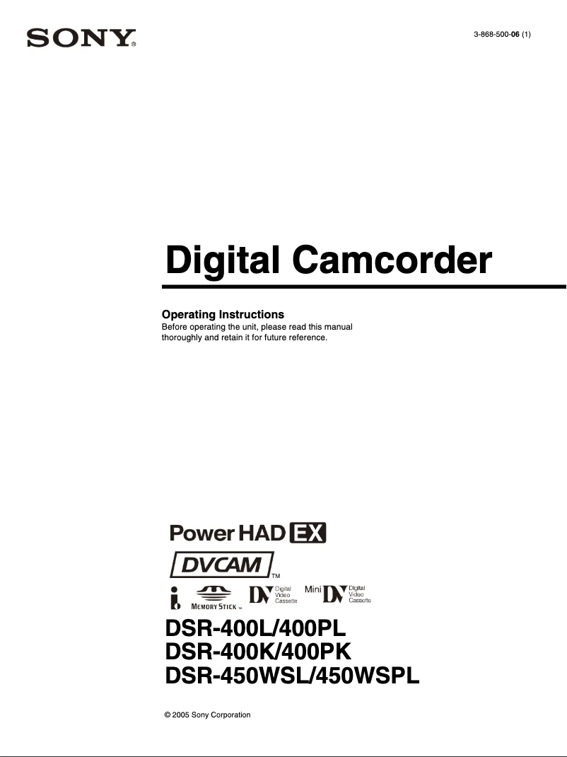 Imagen de la primera página del manual del dispositivo DSR-450WSL