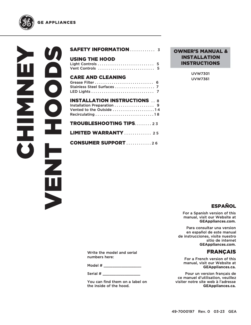 Imagen de la primera página del manual del dispositivo UVW7361SWSS