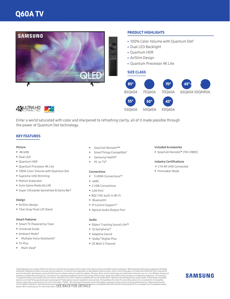 Imagen de la primera página del manual del dispositivo QN50Q60A