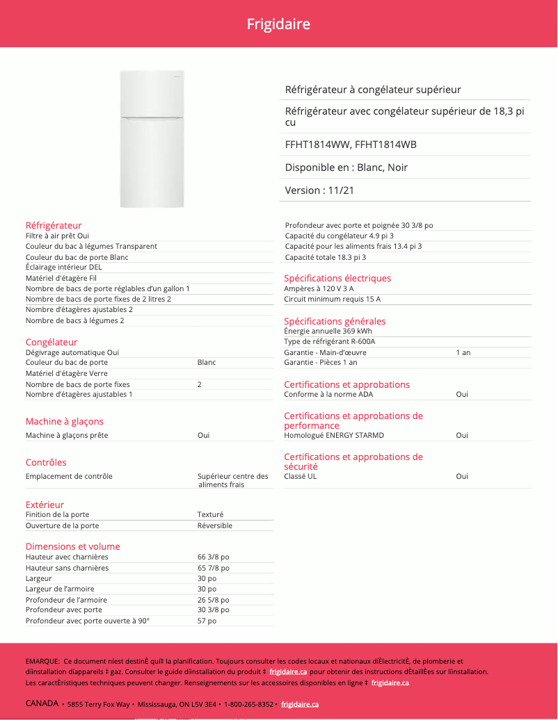 Imagen de la primera página del manual del dispositivo FFHT1814WB