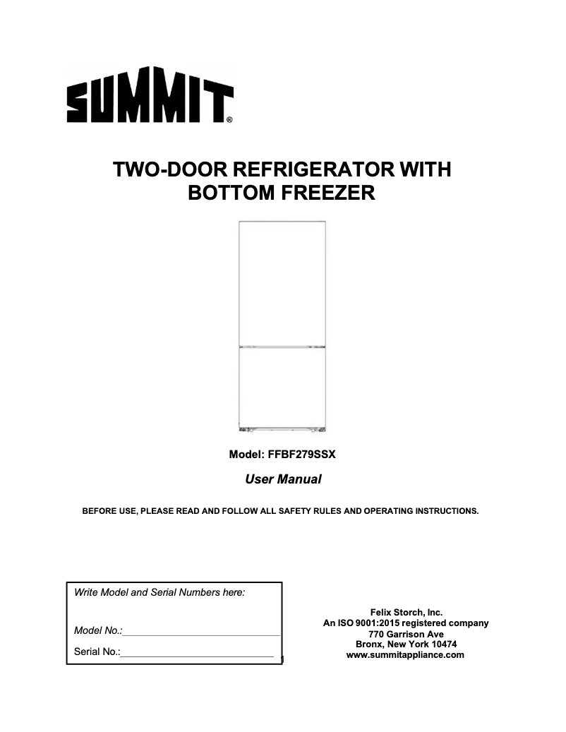 Página 1 del manual Manual de usuario Summit FFBF279SSX