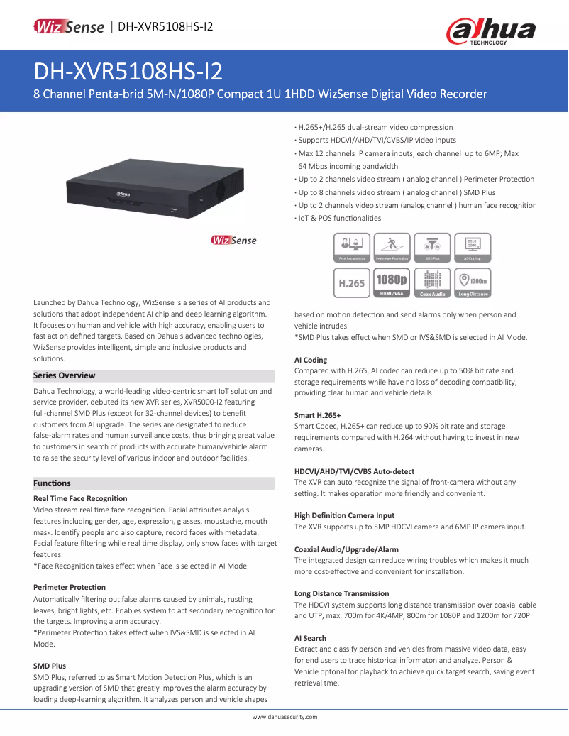 Imagen de la primera página del manual del dispositivo XVR5108HS-I2