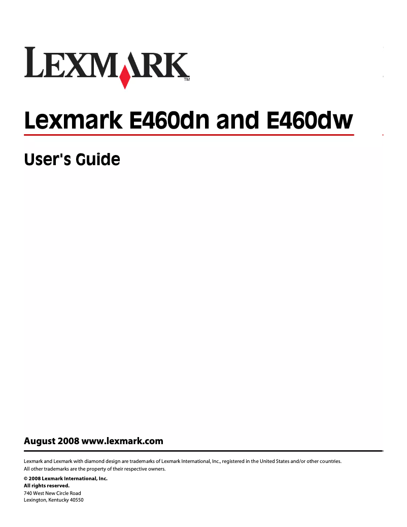 Página nº 1 - Manual de usuario Lexmark E460dn