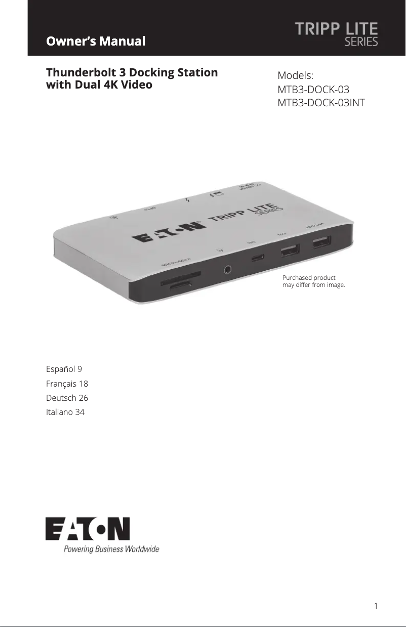 Imagen de la primera página del manual del dispositivo MTB3-DOCK-03INT