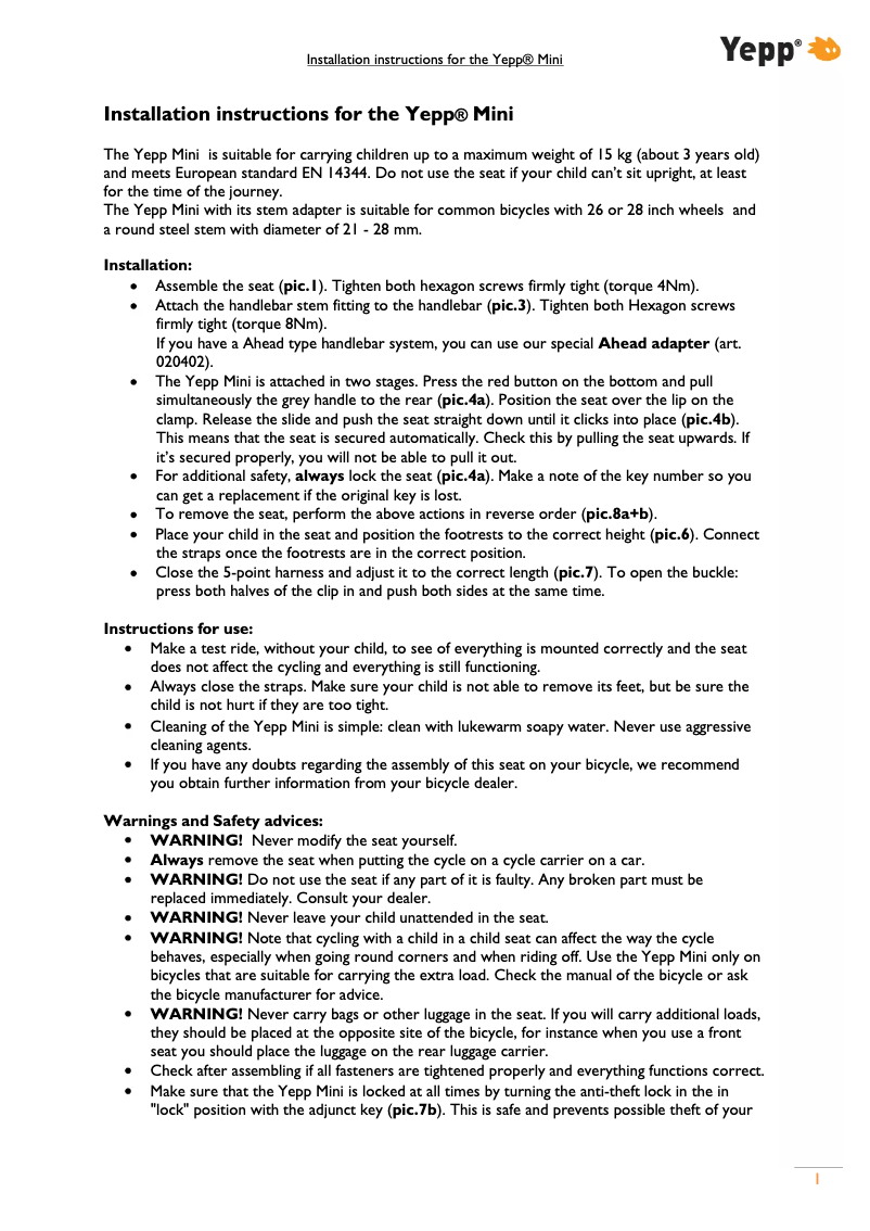 Imagen de la primera página del manual del dispositivo Mini